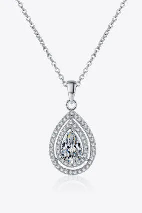 1 Carat Moissanite Teardrop Pendant Necklace