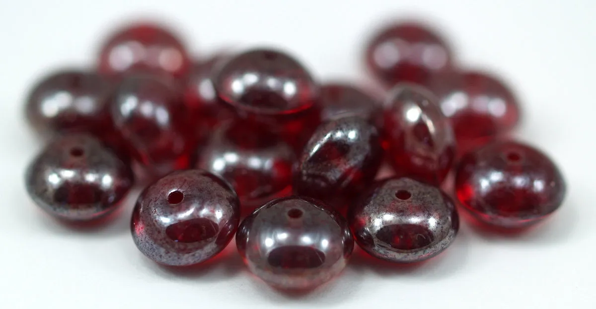 10 Vintage Glass Smooth Rondelle Blood Red Beads ( 9x5 Mm ) Cv24