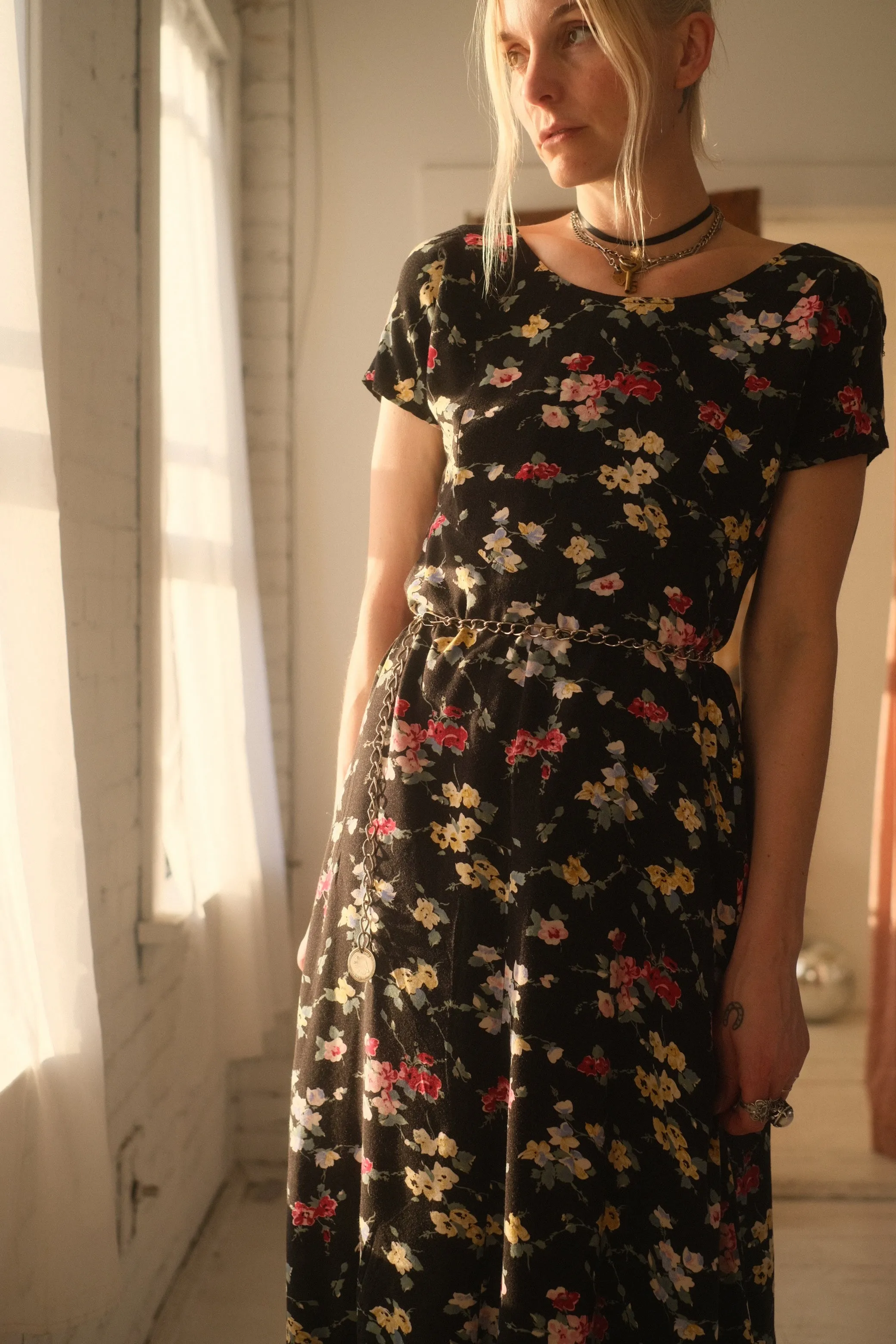 1990s Night Flora Dress