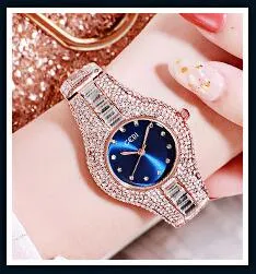 2020 Gedi Women Watches Top Luxury Full Rhinestone Crystal Wristwatch Gift Ladies Relogio Feminino M