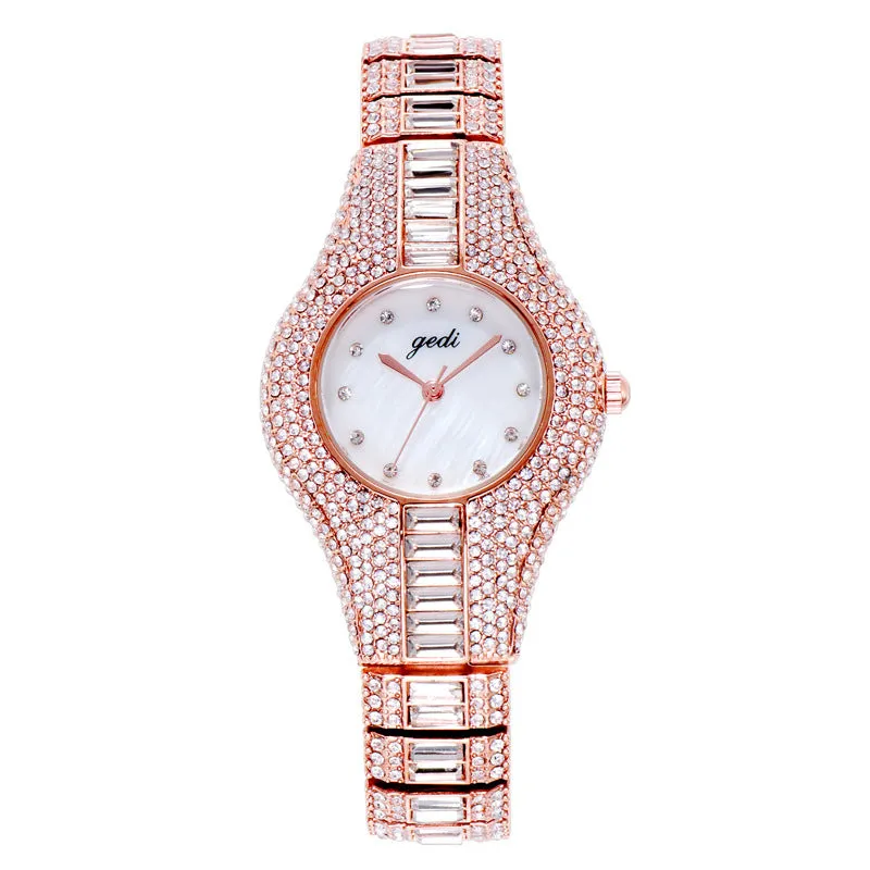 2020 Gedi Women Watches Top Luxury Full Rhinestone Crystal Wristwatch Gift Ladies Relogio Feminino M