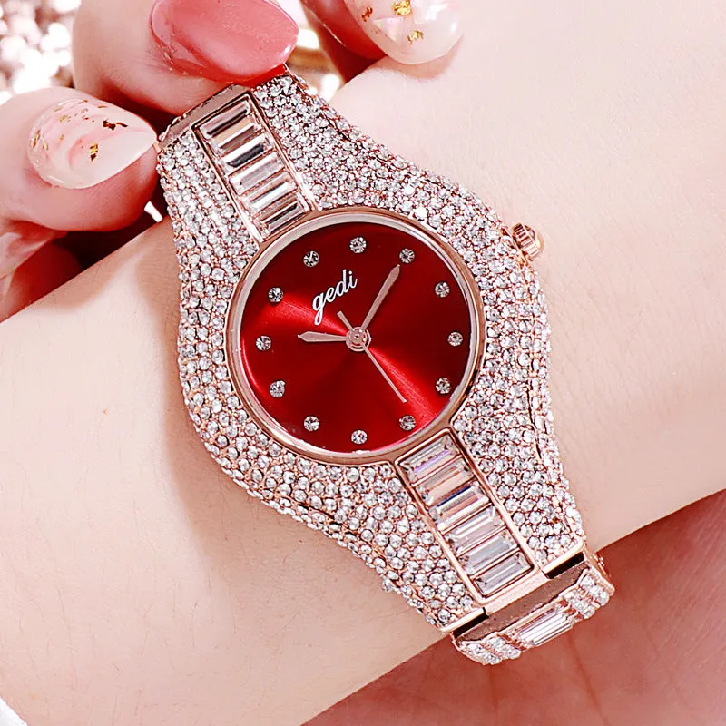 2020 Gedi Women Watches Top Luxury Full Rhinestone Crystal Wristwatch Gift Ladies Relogio Feminino M