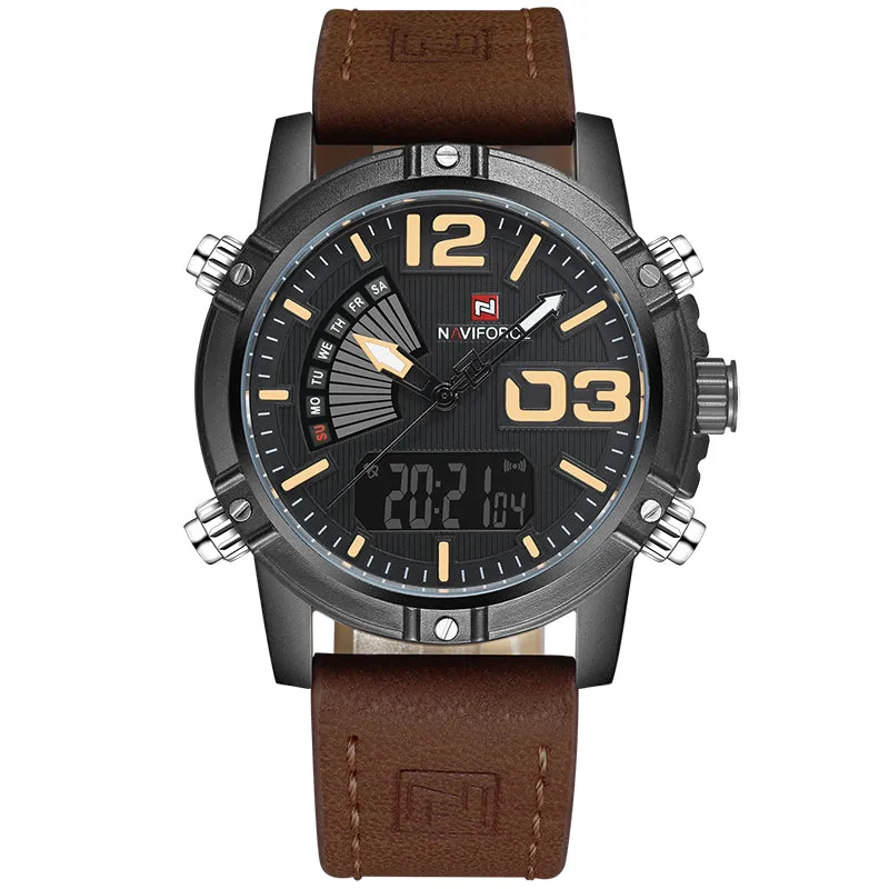 2022 Naviforce Men'S Fashion Sport Watches Men Quartz Analog Date Man Leather Military Waterproof Wa