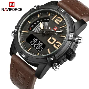 2022 Naviforce Men'S Fashion Sport Watches Men Quartz Analog Date Man Leather Military Waterproof Wa