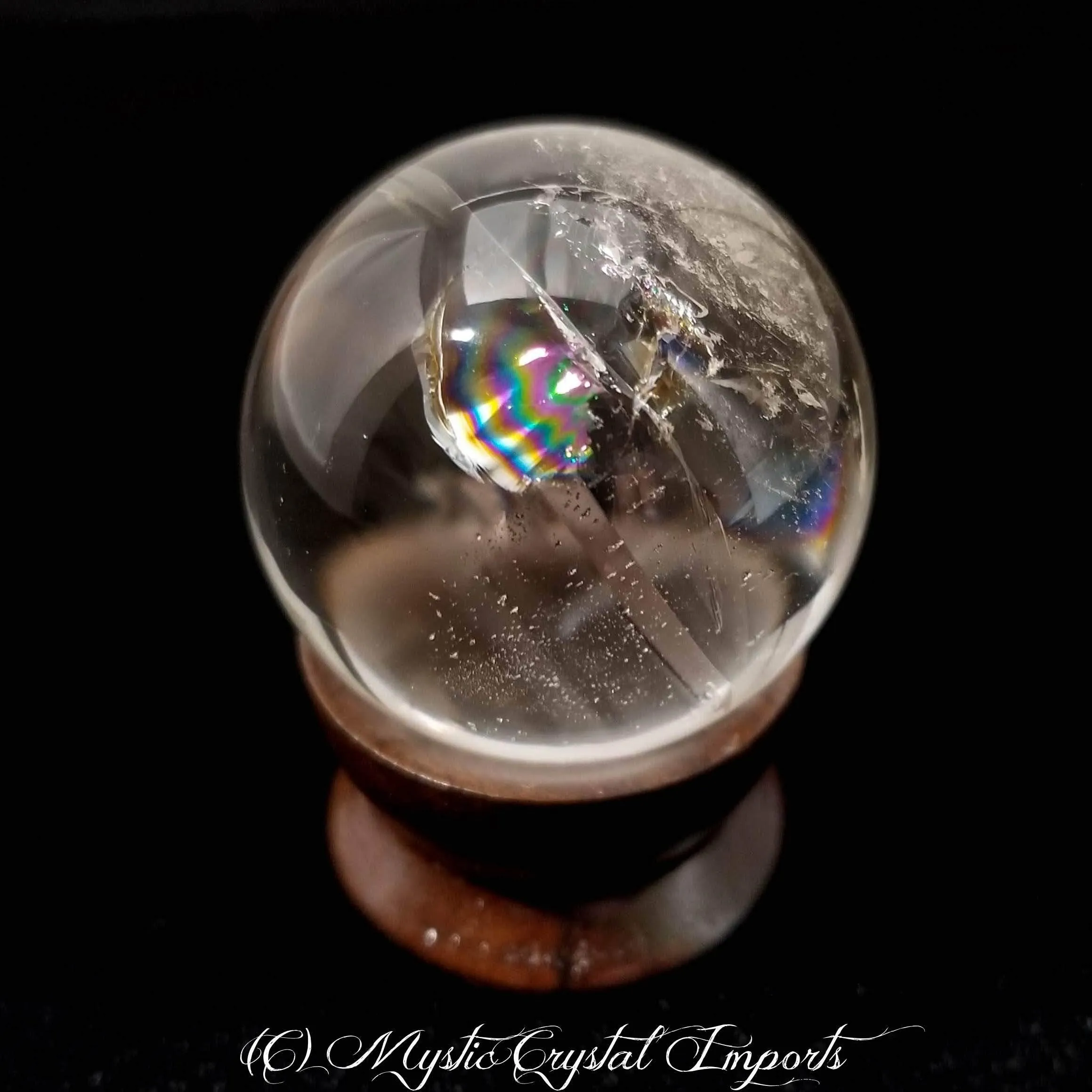 40mm Clear Quartz Crystal Sphere - Super Clear With Rainbows Inside