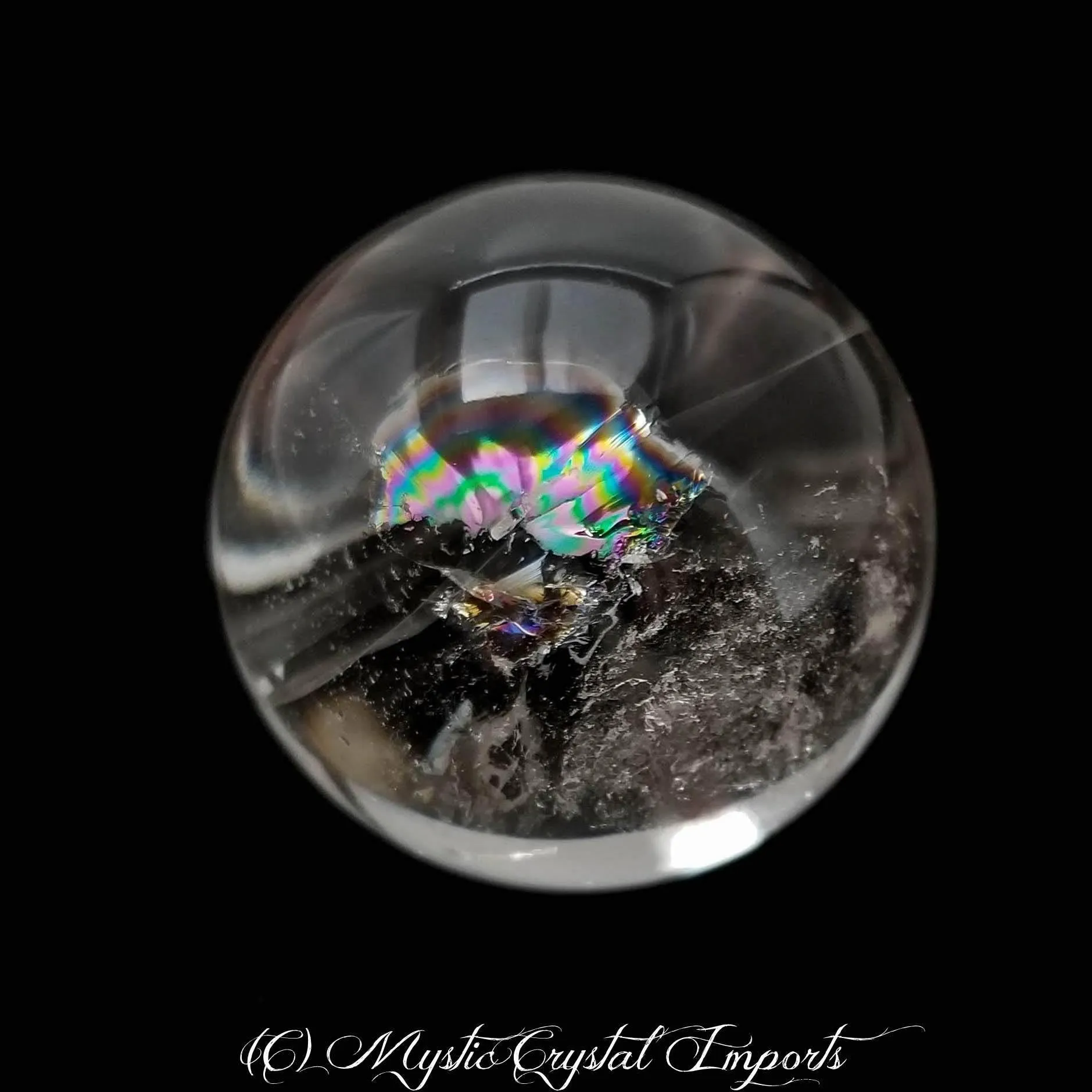 40mm Clear Quartz Crystal Sphere - Super Clear With Rainbows Inside