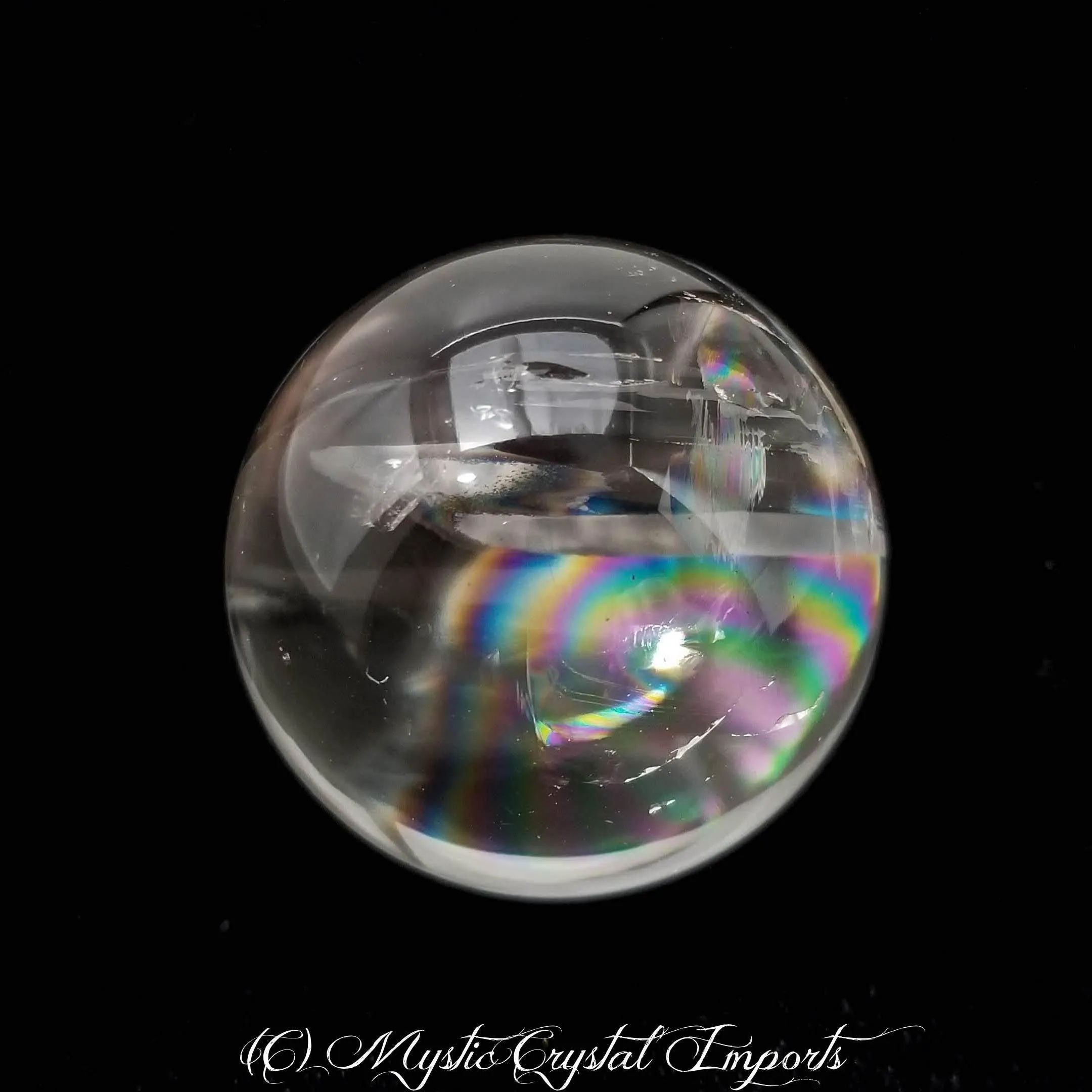 40mm Clear Quartz Crystal Sphere - Super Clear With Rainbows Inside