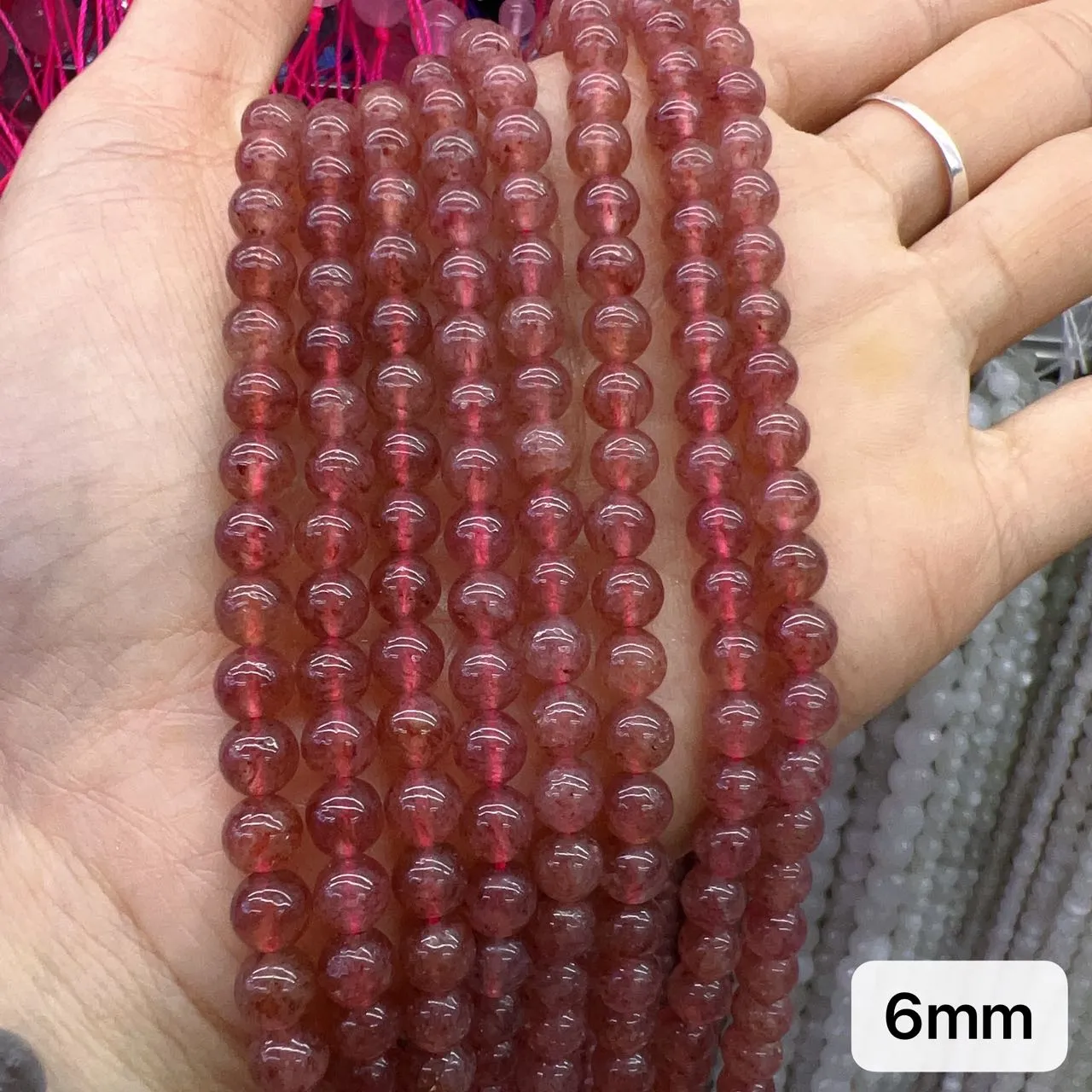 6mm 8mm 10mm Natural Strawberry Quartz Round Bead Strands for DIY Jewelry Project