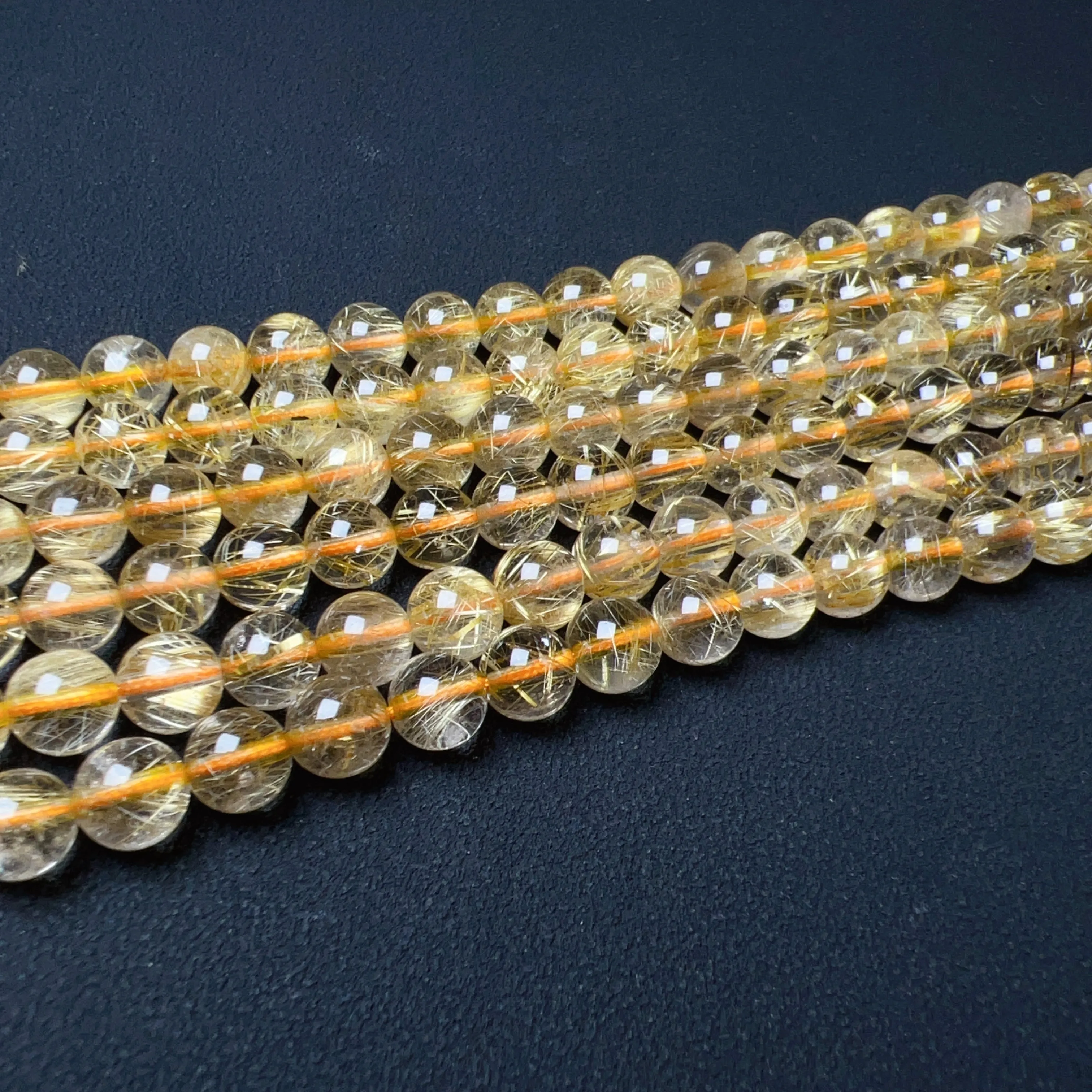 7mm Natural Golden Rutilated Quartz Round Bead Strands for DIY Jewelry Project