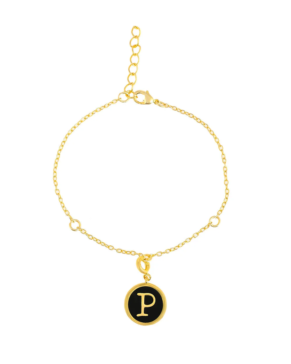 Alphabet P Black Enamel Charm - Voylla