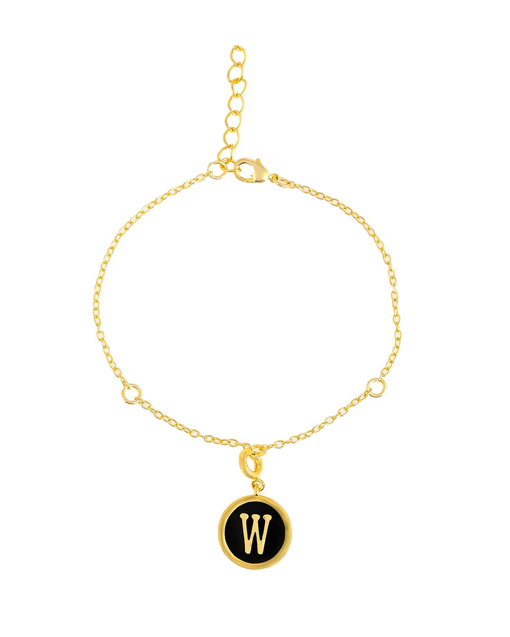 Alphabet W Black Enamel Charm - Voylla