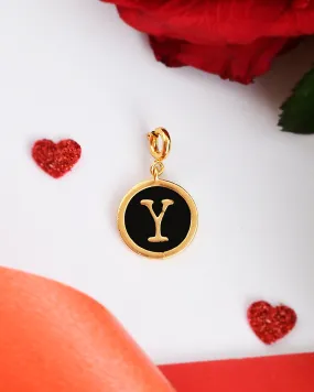 Alphabet Y Black Enamel Charm - Voylla