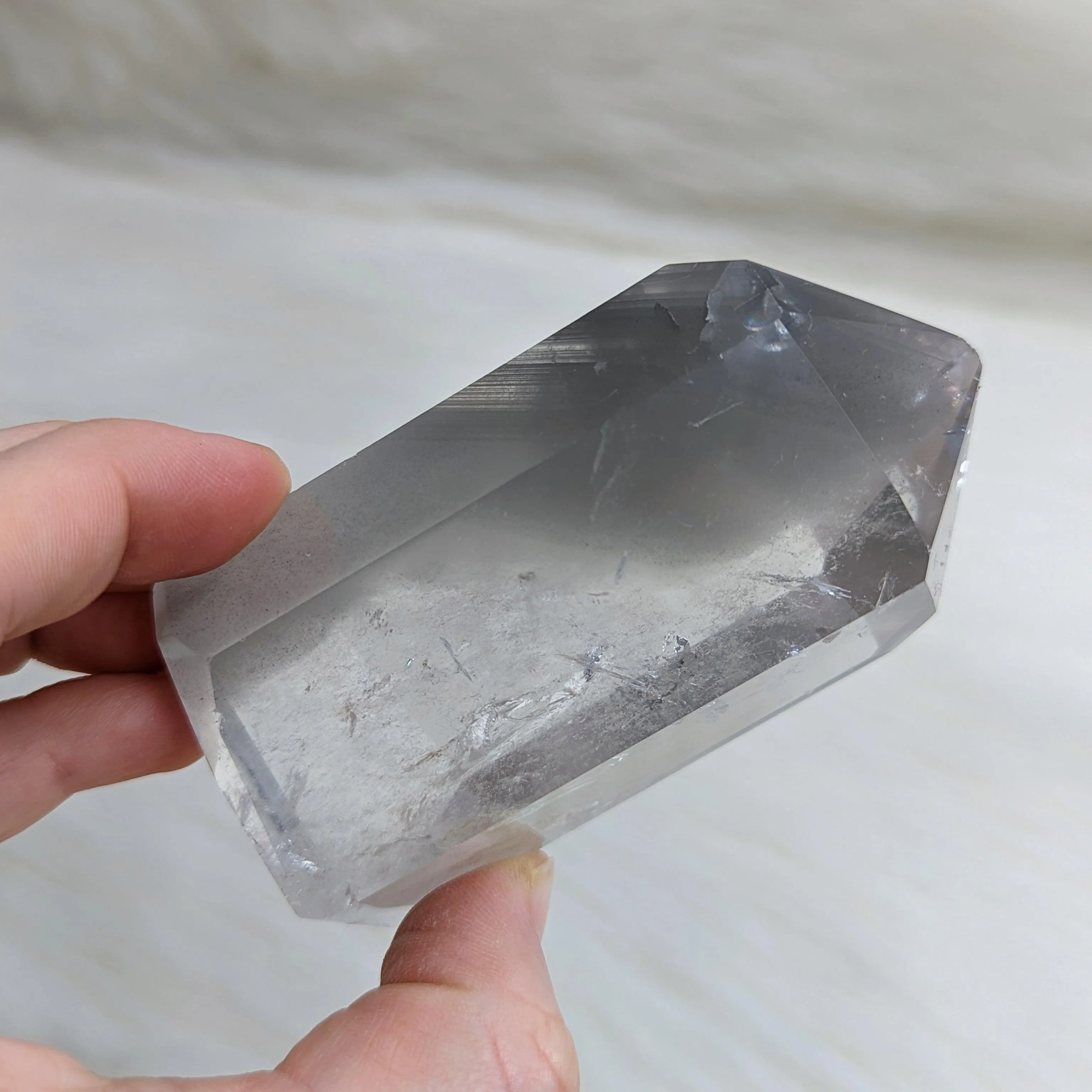 Amazing~ Clear with Grey Phantoms~ Clear Quartz Polished Point ~AA Grade from Brazil