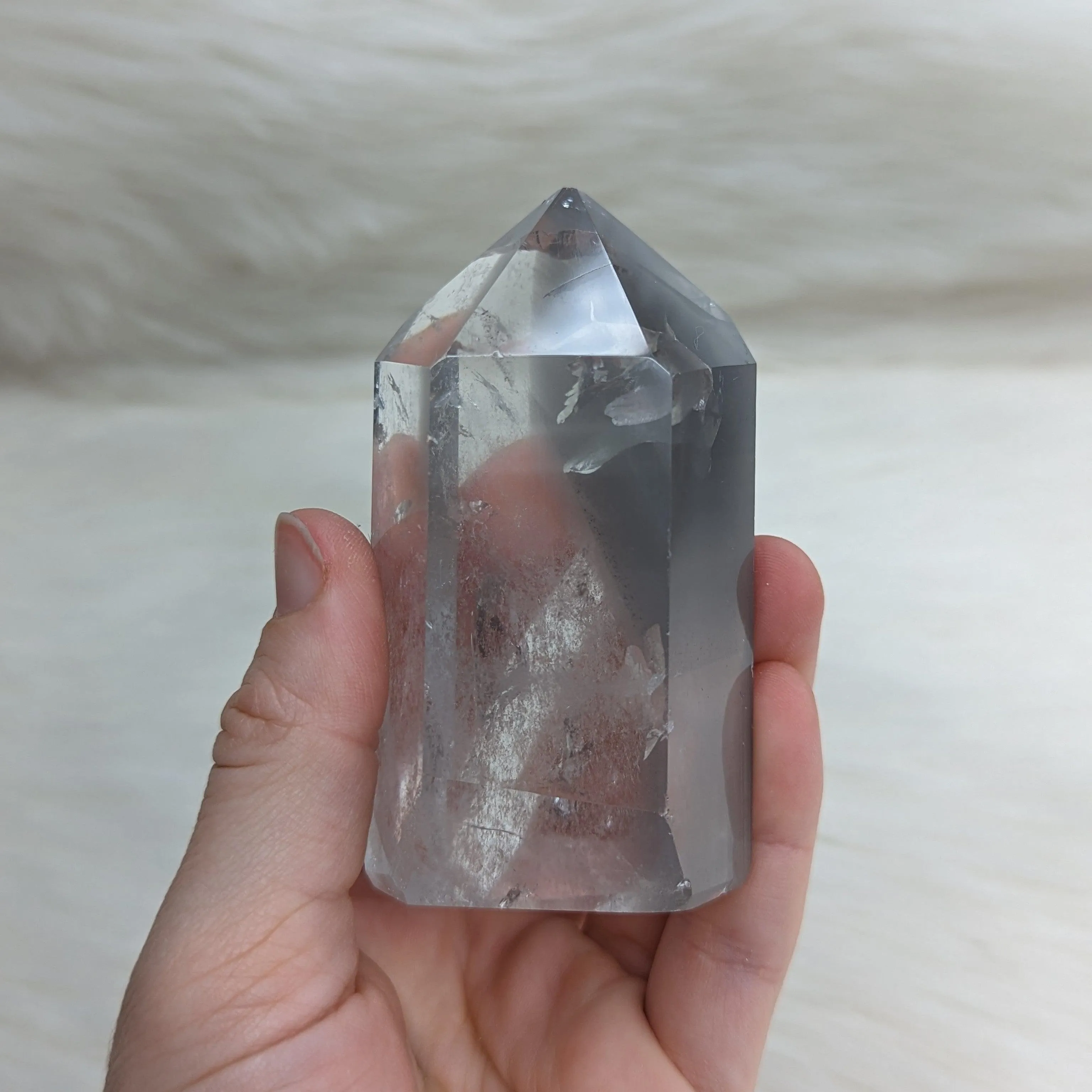 Amazing~ Clear with Grey Phantoms~ Clear Quartz Polished Point ~AA Grade from Brazil