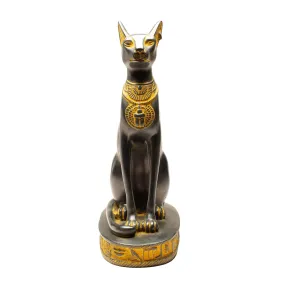 Bastet Antiqued Statuette - Gold Black