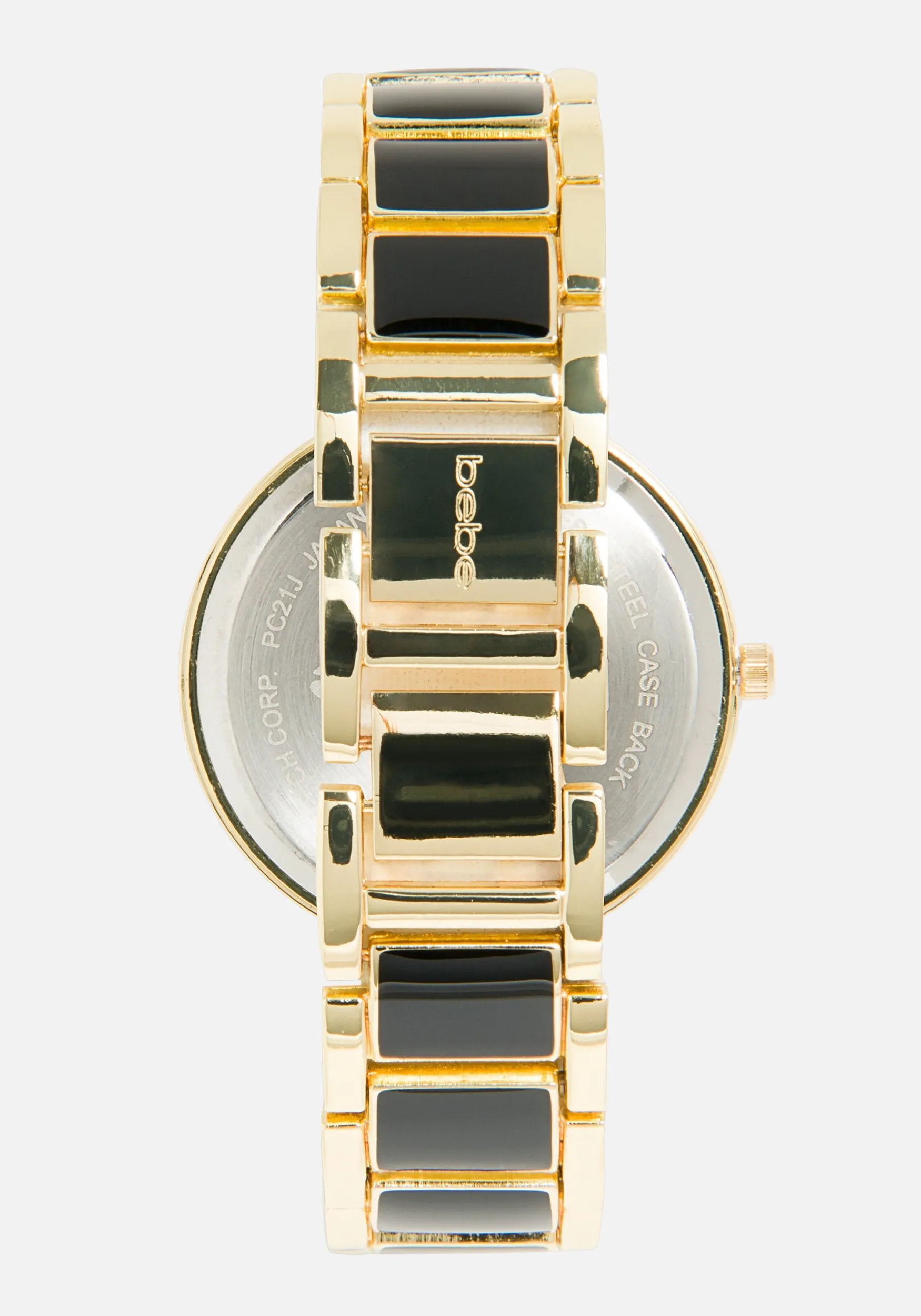 Bebe Embossed Enamel Link Watch