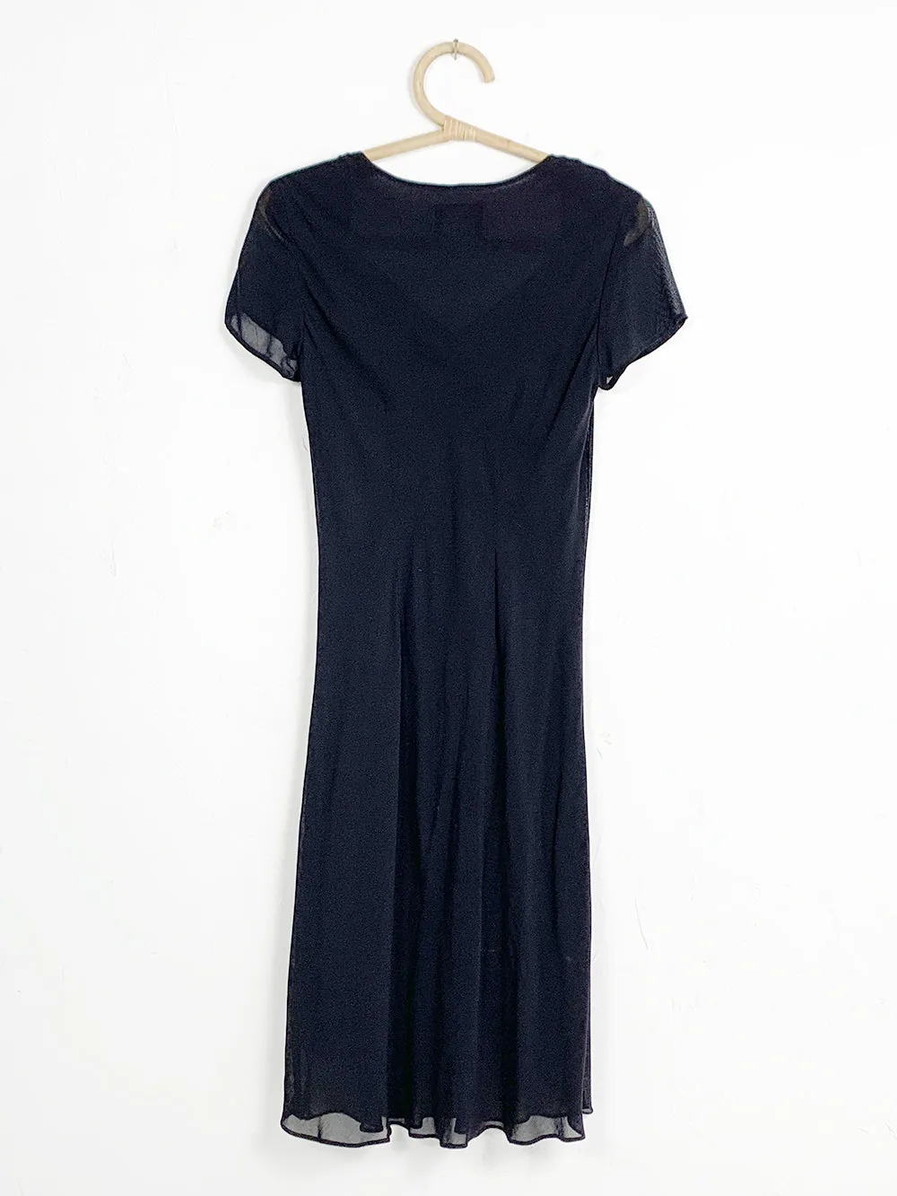 BenjaminA Black Chiffon Dress With Sweetheart Neckline