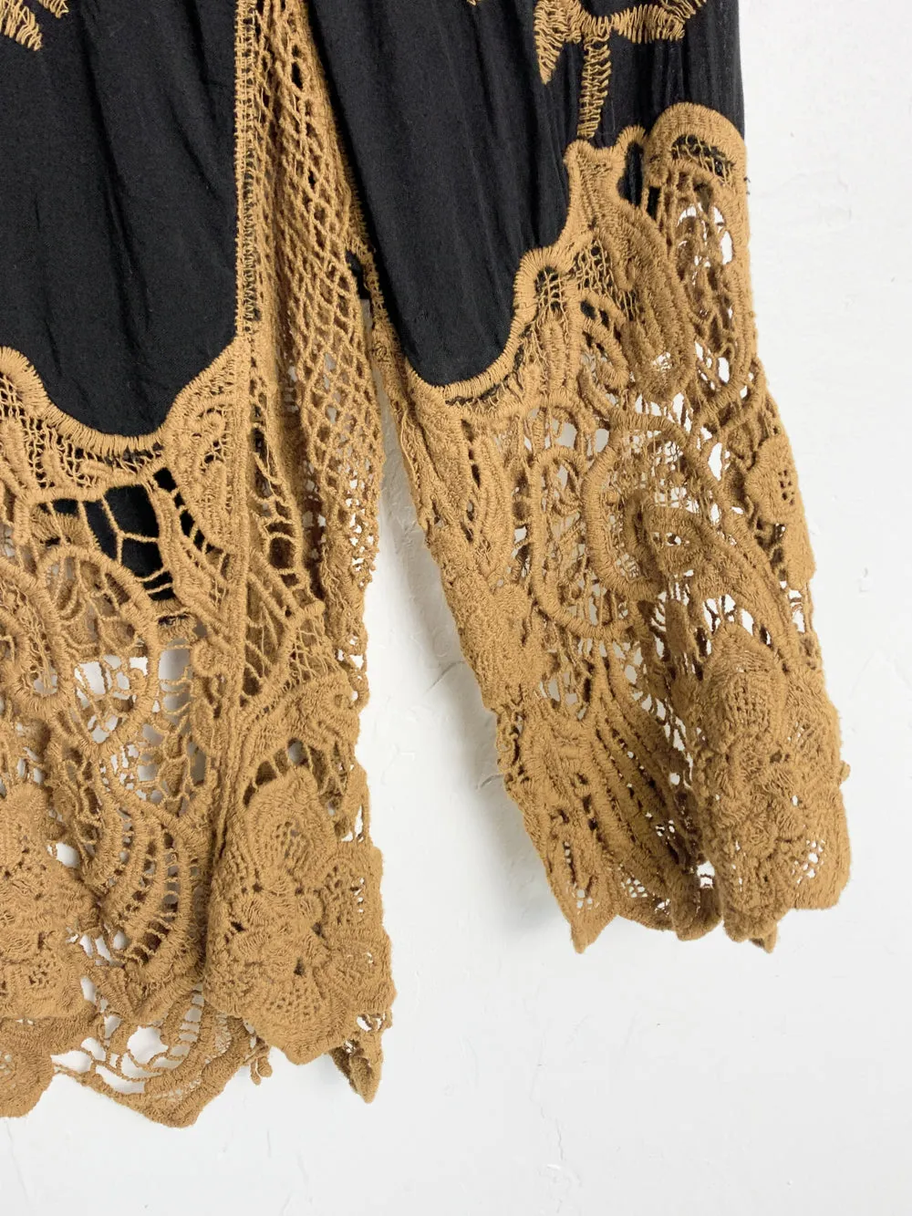 Black and Tan Crochet Hippie Top