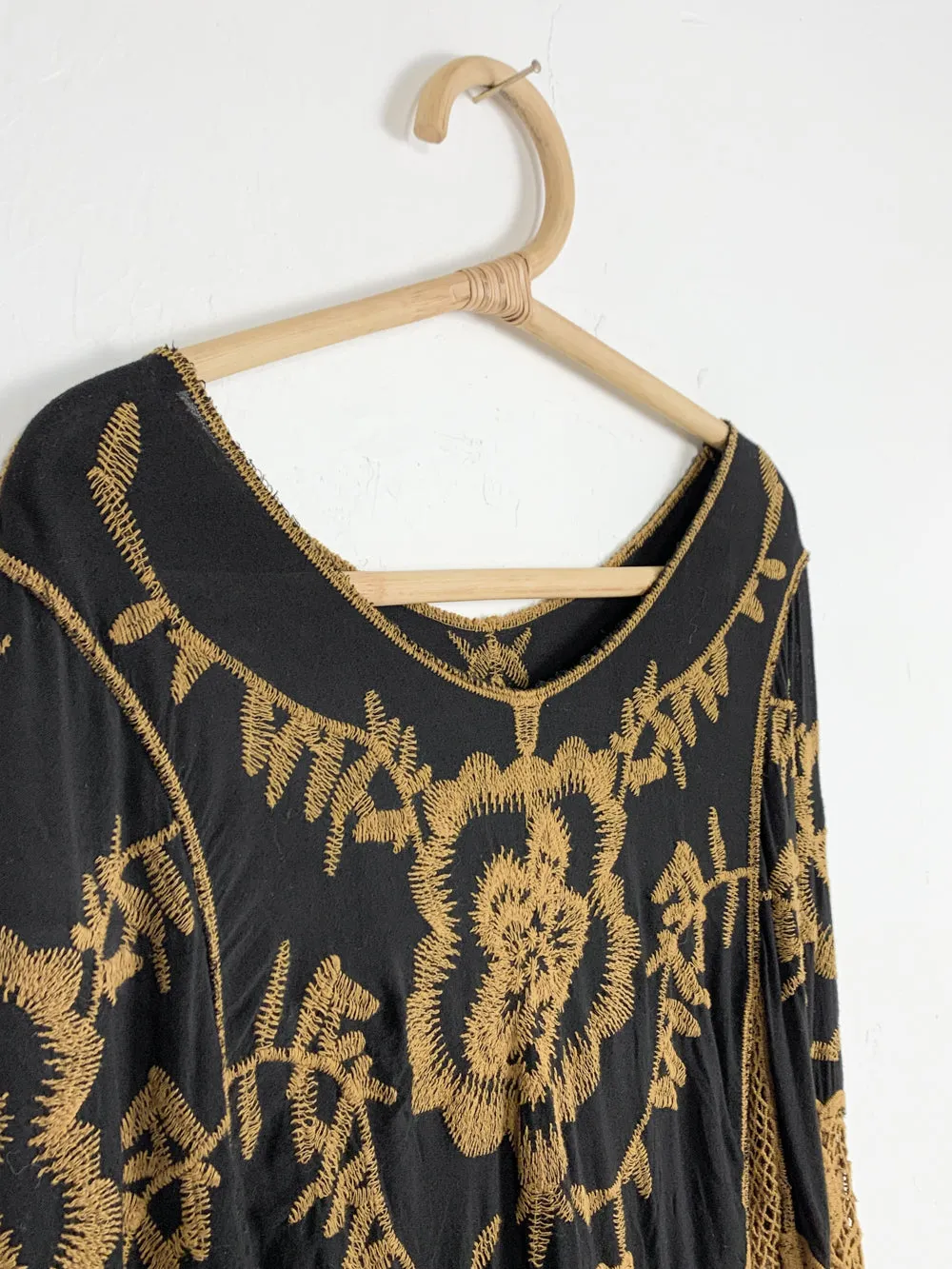 Black and Tan Crochet Hippie Top