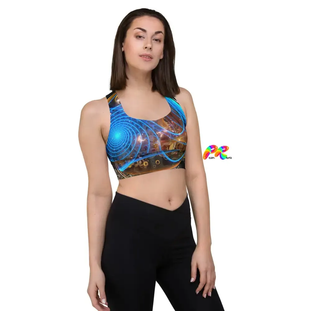 Blue Cosmic Longline Sports Bra