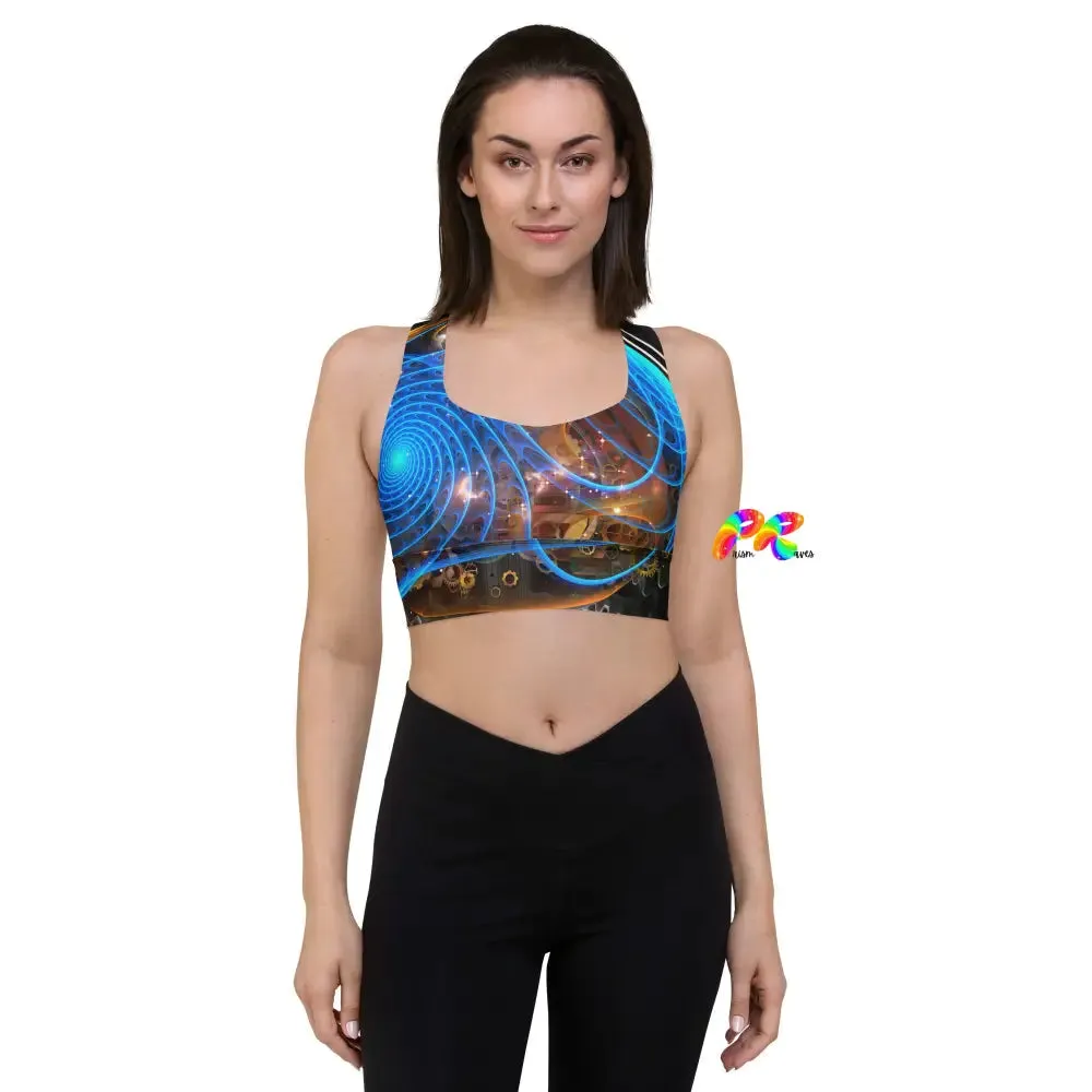 Blue Cosmic Longline Sports Bra