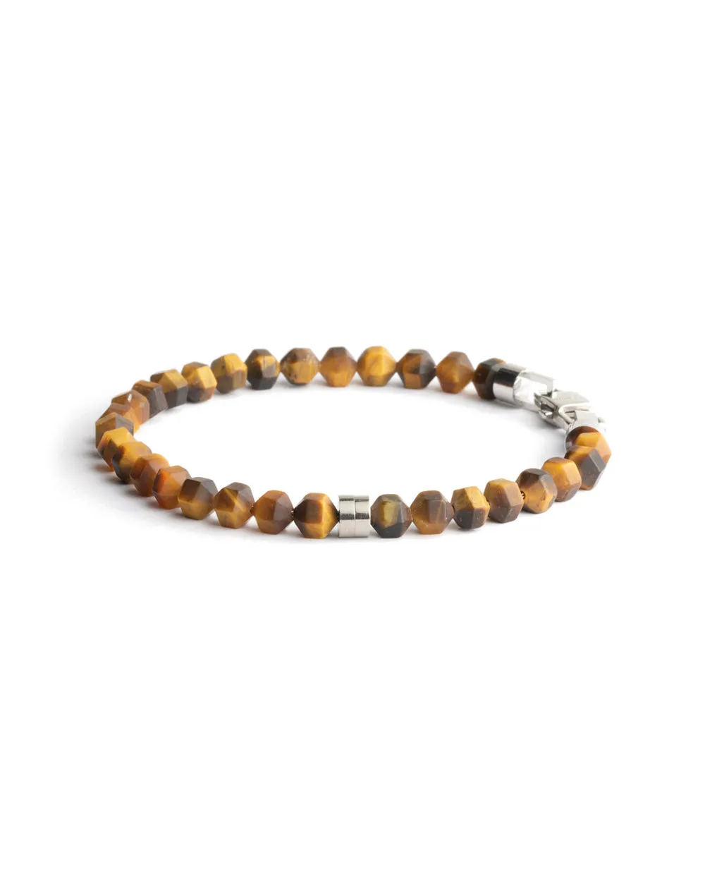 Bracelet with 6mm matte Tiger Eye stone and titanium element