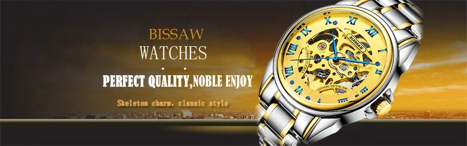 Brand Mens Luxury Watches Gold Leather Wrist Watch