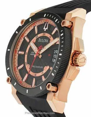 Bulova Mens Champlain Precisionist - Black Carbon Fiber Dial - Rubber - 300M WR