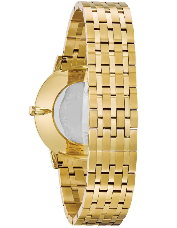 Bulova Mens Thin Classic - Gold-Tone - Bracelet - Black Dial - 30m