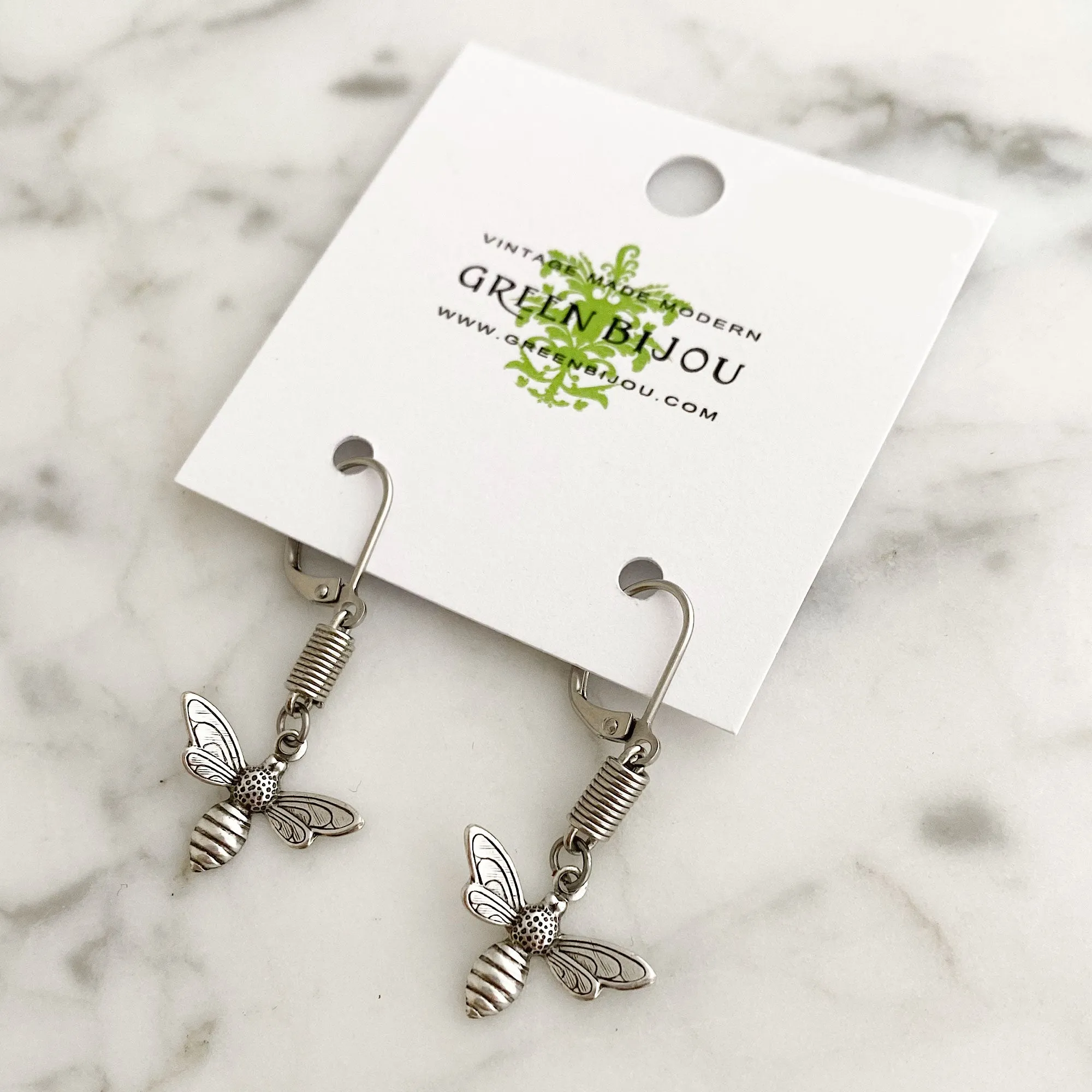 CALLAN silver bee earrings