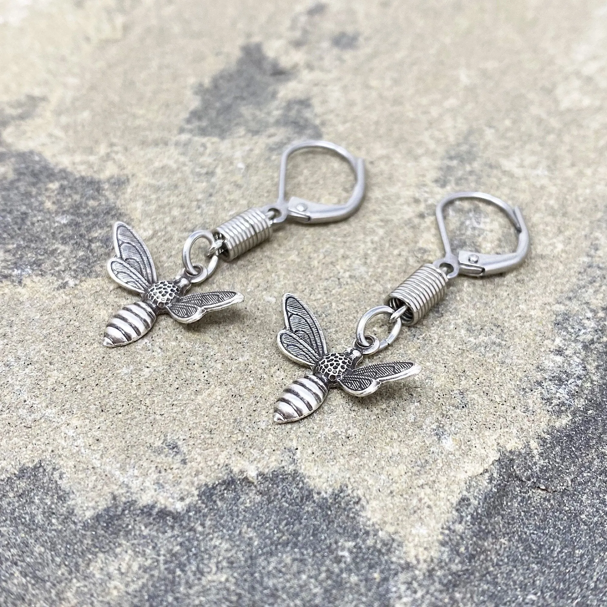 CALLAN silver bee earrings