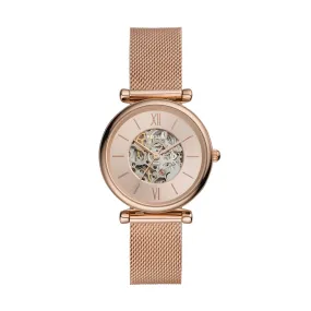 Carlie Automatic Rose Gold-Tone Stainless Steel Mesh Watch