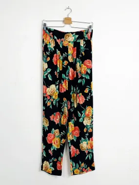 Carole Little Pink Floral Crepe Rayon Trousers