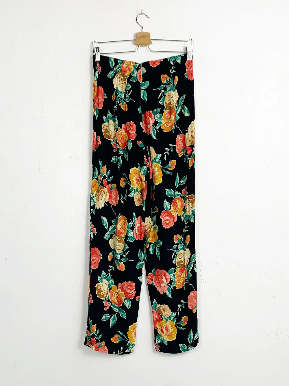 Carole Little Pink Floral Crepe Rayon Trousers