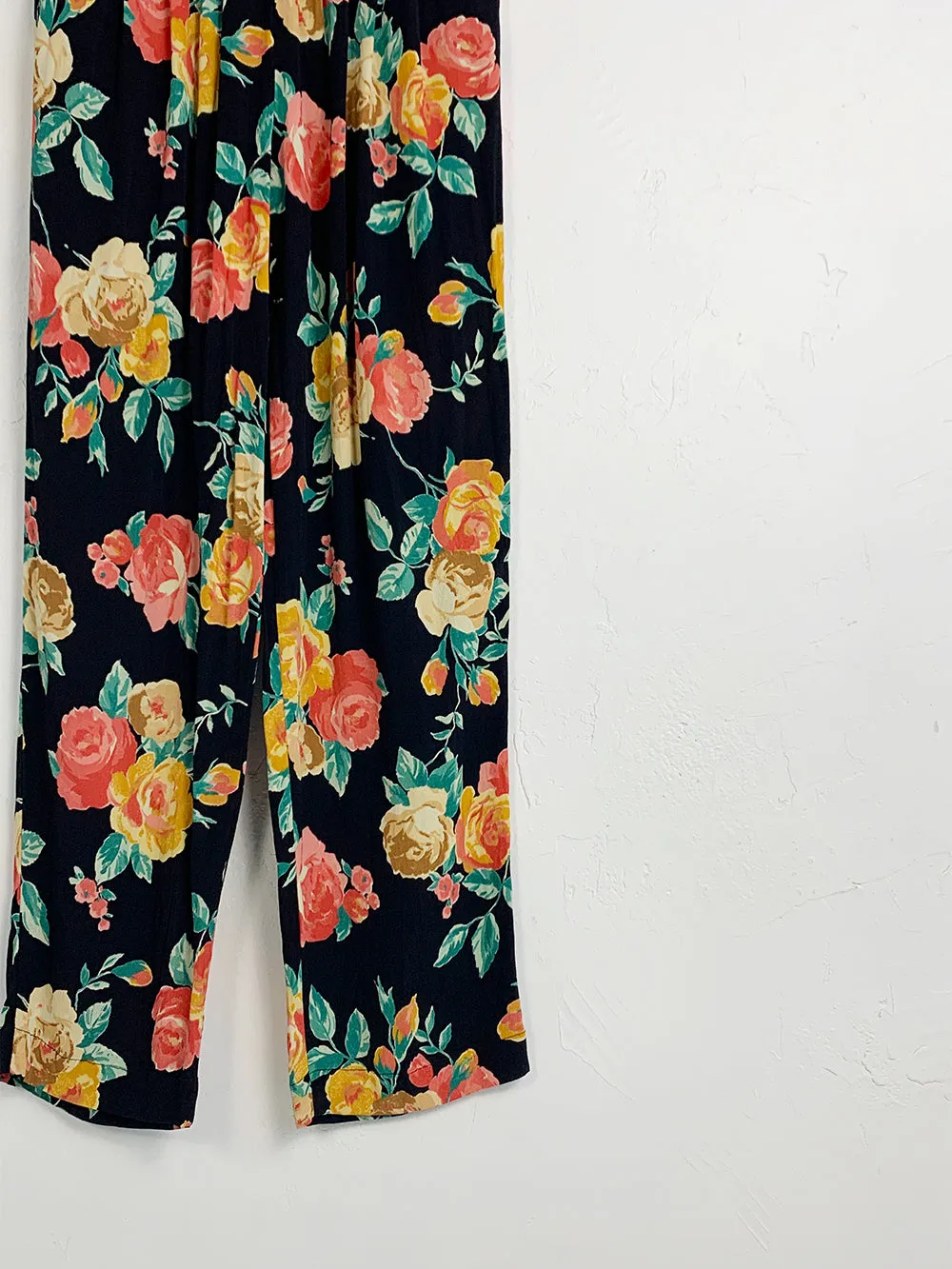 Carole Little Pink Floral Crepe Rayon Trousers