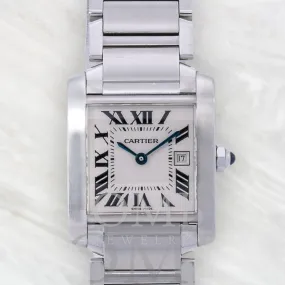 Cartier Tank Franaise W51011Q3 25MM White Dial With Stainless Steel Bracelet