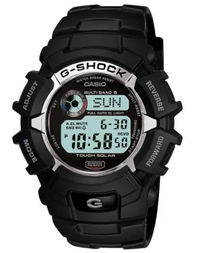 Casio Black Solar Atomic G-Shock World Time - Positive Display - Rubber Strap