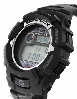 Casio Black Solar Atomic G-Shock World Time - Positive Display - Rubber Strap