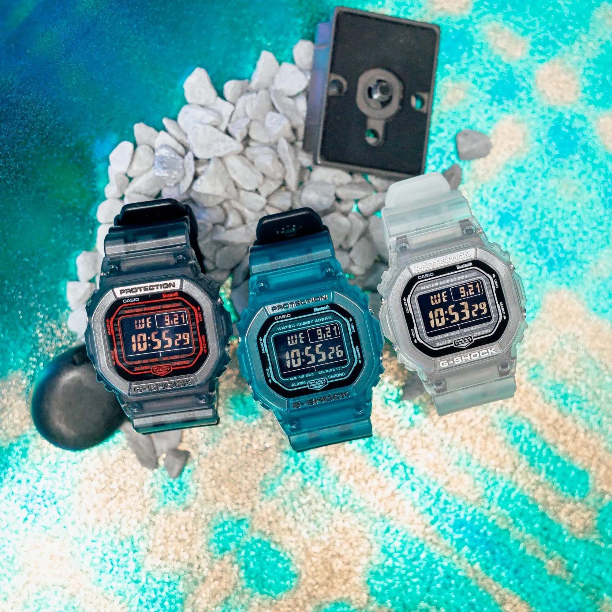 CASIO G-SHOCK DWB5600G-2 Bluetooth Clear Jelly Aqua Blue Digital Watch