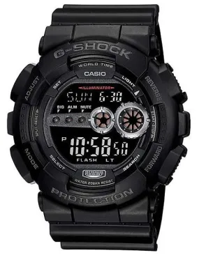 Casio Mens G-Shock XL Super LED - All-Black Design - Digital - Flash Alert