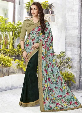 Casual Floral Sarees - green