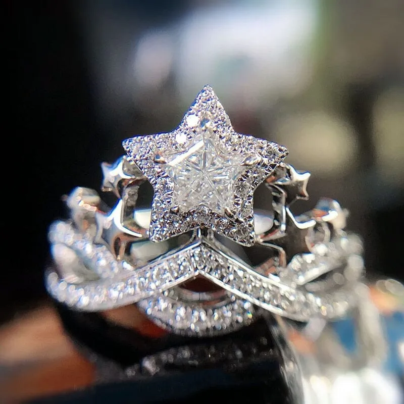 Chic Star Design Dazzling CZ Ring