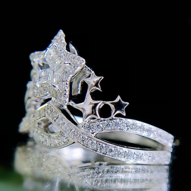 Chic Star Design Dazzling CZ Ring