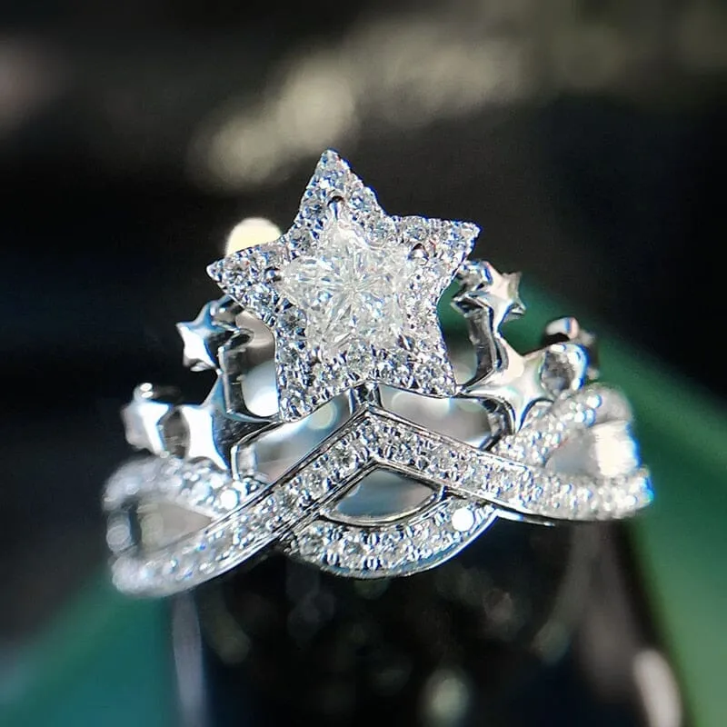 Chic Star Design Dazzling CZ Ring