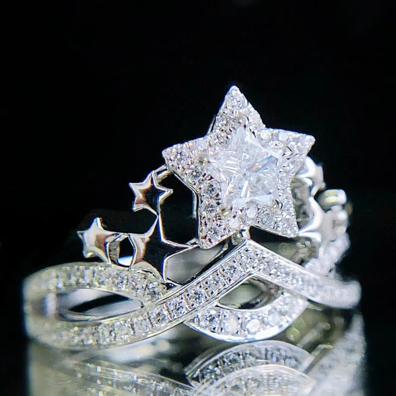 Chic Star Design Dazzling CZ Ring