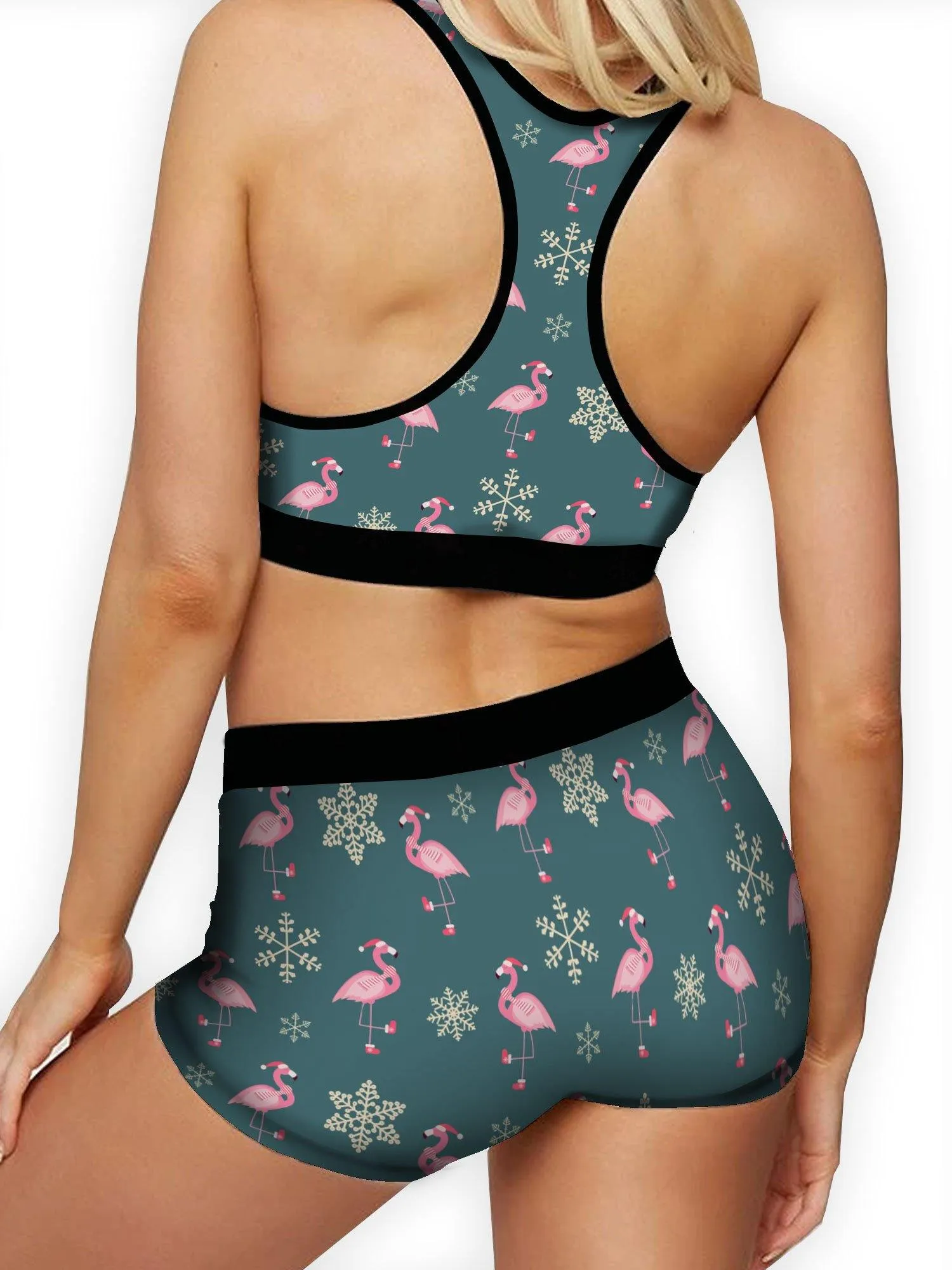 Christmas Flamingo Ellie Sports Bra