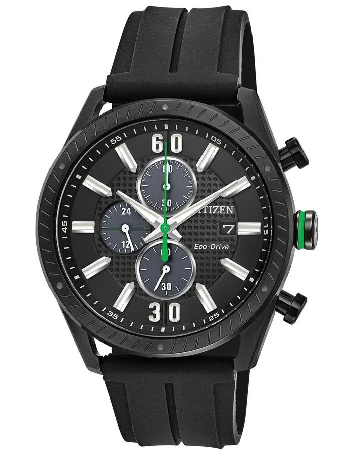 Citizen DRIVE CTO Mens Chronograph - Black Dial - Rubber Strap - Date - 100m