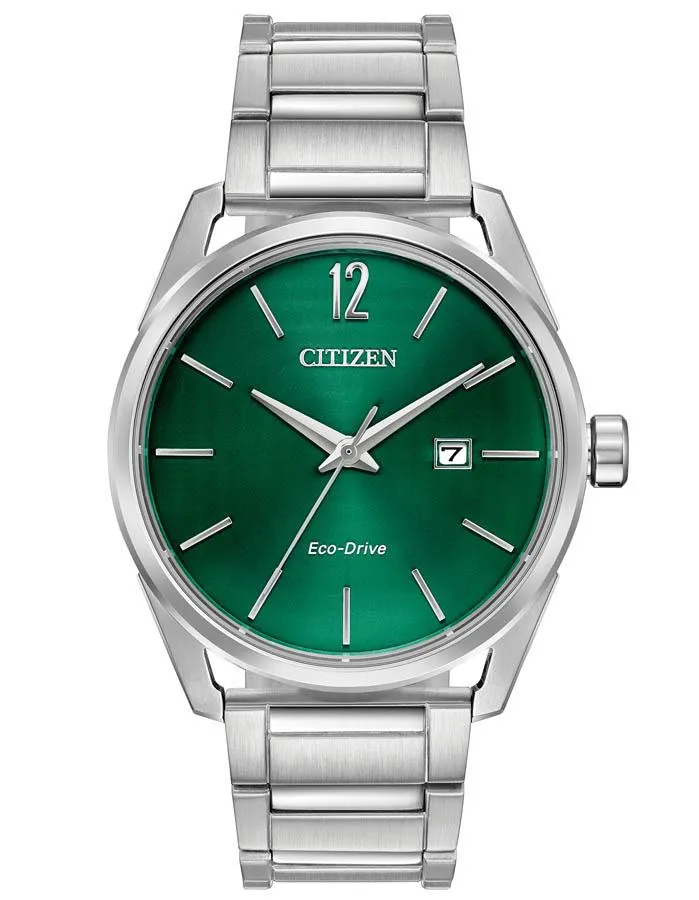 Citizen DRIVE CTO Mens Watch - Stainless Steel - Green Dial - Date - Bracelet