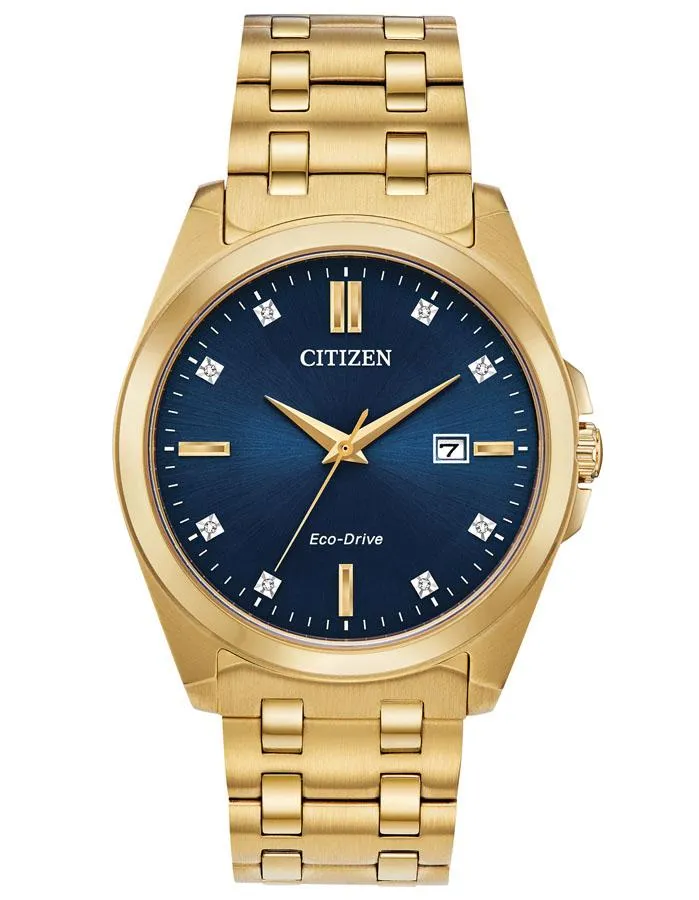 Citizen Eco-Drive Corso -  Gold-Tone - Diamonds - Blue Dial - Date - Bracelet