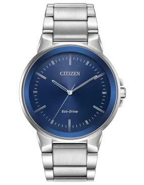 Citizen Eco-Drive Mens Axiom - Stainless Steel - Blue Dial - Stainless Bracelet